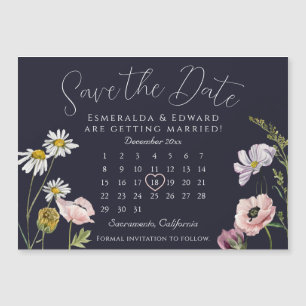 Hochzeitskalender für Navy Wild Blume Save the Dat Magnetkarte