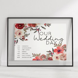 Hochzeitskalender für Rote Blüte Rose Poster