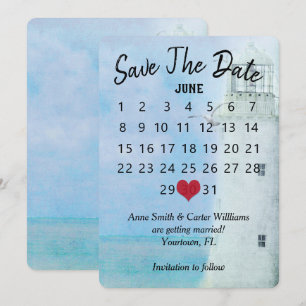 Hochzeitskalender Leuchtturm "Datum speichern" Einladung