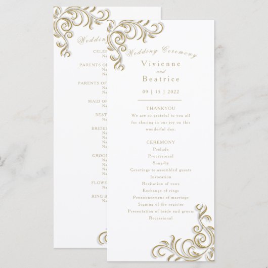 Hochzeitskalender Programm (Vorne/Hinten)