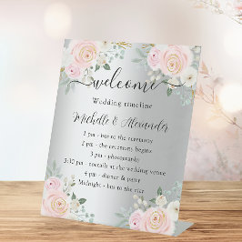 Hochzeitskalender Silberrosa Blume Sockelschild