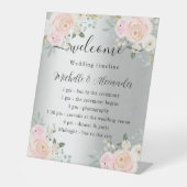 Hochzeitskalender Silberrosa Blume Sockelschild (Vorderseite)