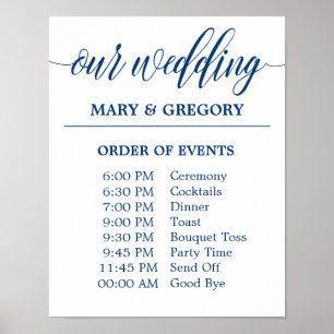 Hochzeitskalender Unterzeichnung in Navy Blue Call Poster