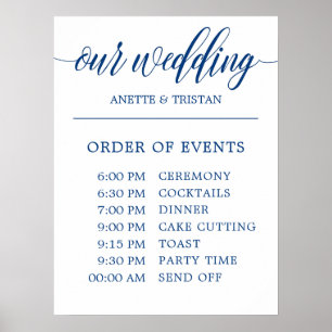 Hochzeitskalender Unterzeichnung in Navy Blue Call Poster