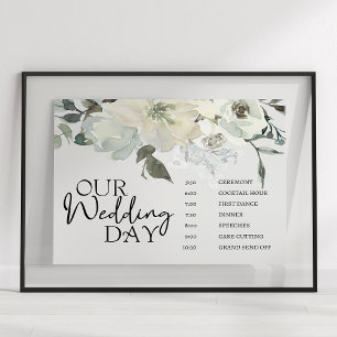 Hochzeitskalender von Elfenbein und Weißrosen Poster