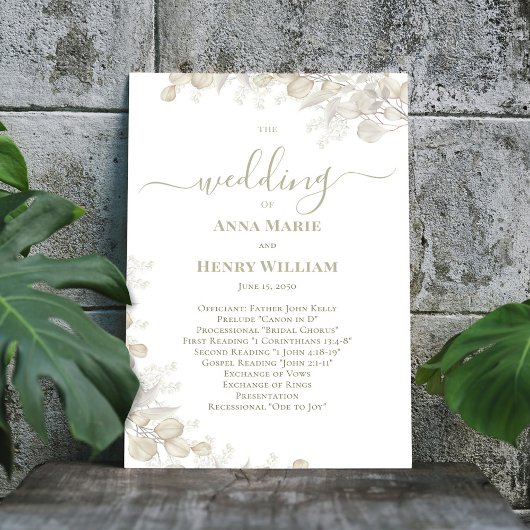 Hochzeitskalligrafie Blumenschmuck Grünes Programm