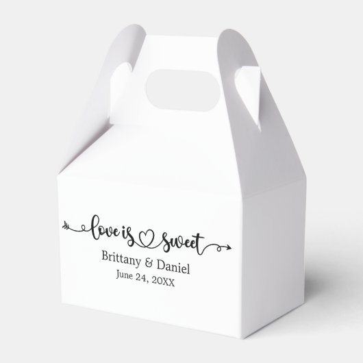 Hochzeitskalligrafie Liebe ist süße Süßigkeiten Geschenkschachtel (Vorderseite)
