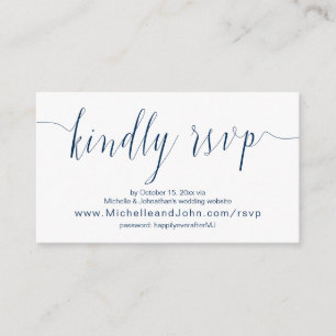 Hochzeitskalligrafie, Navy Blue, Online-Abendessen Begleitkarte