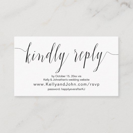 Hochzeitskalligrafie, Schwarz, Online-Abendessen U Begleitkarte (Vorderseite)