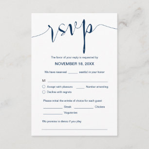 Hochzeitskalligrafie, Simple Navy Blue, Dinner UAW Begleitkarte
