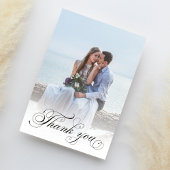 Hochzeitskalligrafisches Script-Foto Elegant Dankeskarte