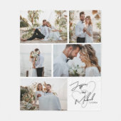 Hochzeitskalligraphie-Collage Keepake Fleecedecke (Vorderseite)