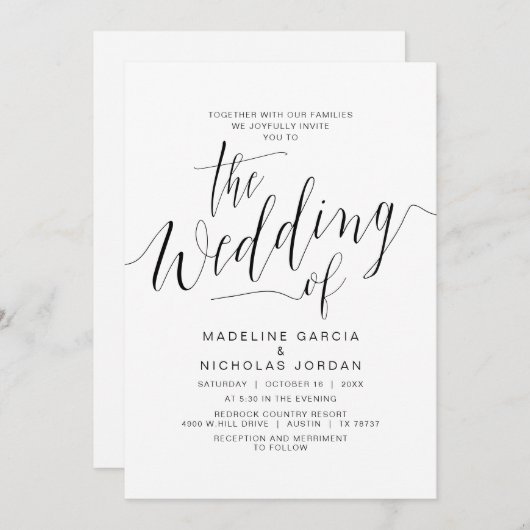 Hochzeitskalligraphie, einfach schwarz, mit Famili Einladung