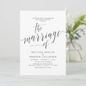 Hochzeitskalligraphie, einfaches schwarzes Drehbuc Einladung (Stehend Vorderseite)