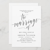 Hochzeitskalligraphie, einfaches schwarzes Drehbuc Einladung (Vorne/Hinten)