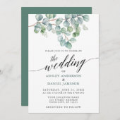 Hochzeitskalligraphie Eukalyptus-Eukalyptus-Grüne Einladung (Vorne/Hinten)