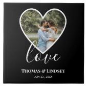 Hochzeitskalligraphie Foto Schwarzes Herz Rahmen M Fliese (Vorderseite)