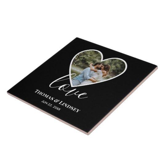 Hochzeitskalligraphie Foto Schwarzes Herz Rahmen M Fliese (Seite)