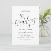 Hochzeitskalligraphie, Lässig in Schwarz Einladung (Stehend Vorderseite)