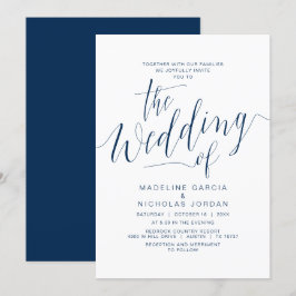 Hochzeitskalligraphie, Navy Blue, mit Familien Einladung