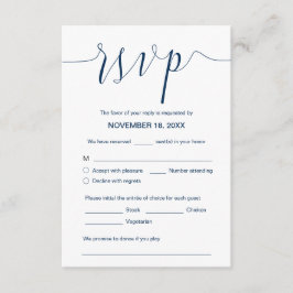 Hochzeitskalligraphie, Navy Blue Script, Dinner UA Begleitkarte