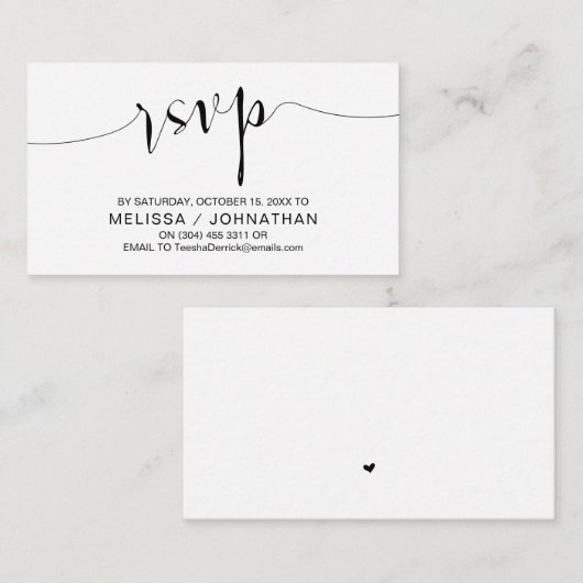 Hochzeitskalligraphie, Schwarzes Drehbuch, Abendes Begleitkarte (Vorne/Hinten)