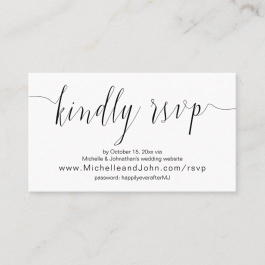 Hochzeitskalligraphie, Schwarzes Drehbuch, Abendes Begleitkarte (Vorderseite)