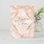 Hochzeitskalligraphie und Verzierte Goldmarmor-Ros Einladung (Stehend Vorderseite)