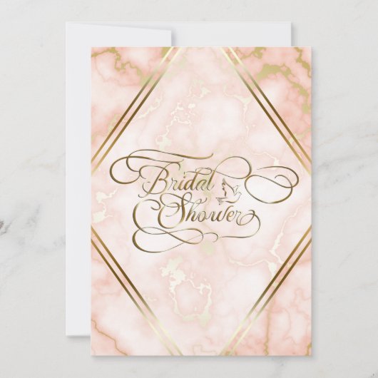 Hochzeitskalligraphie und Verzierte Goldmarmor-Ros Einladung (Vorderseite)