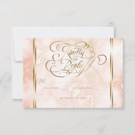 Hochzeitskalligraphie und Verzierte Goldmarmor-Ros RSVP Karte