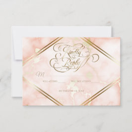 Hochzeitskalligraphie und Verzierte Goldmarmor-Ros RSVP Karte