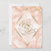 Hochzeitskalligraphie und Verzierte Goldmarmor-Ros Save The Date (Vorderseite)