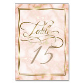 Hochzeitskalligraphie und Verzierte Goldmarmor-Ros Tischnummer (Vorderseite)