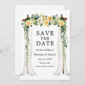 Hochzeitskanopie Arch Wasserfarbe Gelbe Blüte Save The Date (Vorne/Hinten)