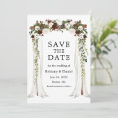 Hochzeitskanopie Arch Watercolor Boho Floral Save The Date (Stehend Vorderseite)