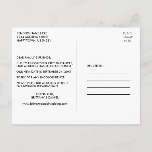 Hochzeitskanopie Burgund Floral ändern das Datum Postkarte (Rückseite)