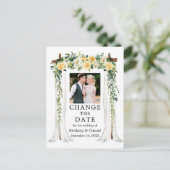 Hochzeitskanopie Gelbe Blüte ändern das Datum Postkarte (Stehend Vorderseite)