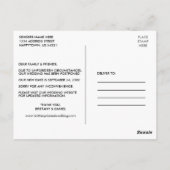 Hochzeitskanopie Korallenflorale ändern das Datum Postkarte (Rückseite)