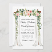 Hochzeitskanopie Wasserfarbe Blumenrosa Rosa Einladung (Vorderseite)