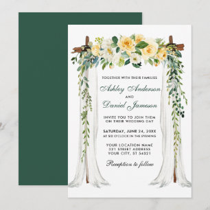 Hochzeitskanopie Wasserfarbe Gelbe Blumengrün Einladung
