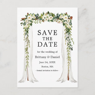 Hochzeitskanopie Wasserfarbe Grüne Blüte Ankündigungspostkarte