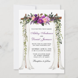 Hochzeitskanopie Wasserfarbe Lila Blüte Einladung