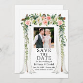 Hochzeitskanopie Wasserfarbe Rosa Foto Save The Date (Vorne/Hinten)