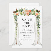 Hochzeitskanopie Wasserfarben Korallen Weiße Blüte Save The Date (Vorne/Hinten)
