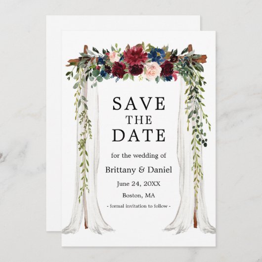 Hochzeitskanopie Wasserfarben Save The Date (Vorne/Hinten)