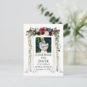 Hochzeitskanopie Wasserfarbenflorale ändern das Da Postkarte (Stehend Vorderseite)