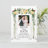 Hochzeitskanopie Wasserfarbiges Foto Save The Date (Stehend Vorderseite)