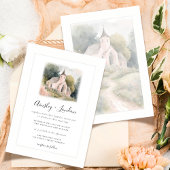 Hochzeitskapelle in eleganten Wasserfarben - Illus Einladung