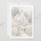 Hochzeitskapelle in eleganten Wasserfarben - Illus Einladung (Rückseite)