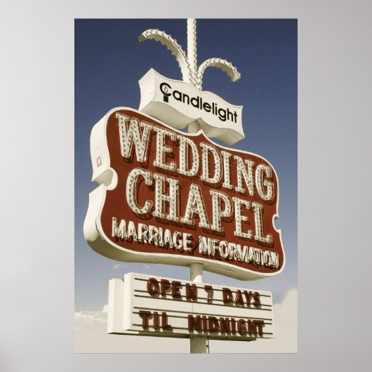 Hochzeitskapelle Retro Neon Sign Poster (Vorne)